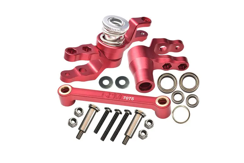 Aluminum 7075-T6 Front Steering Assembly For Traxxas 1:10 4Wd Maxx 89076-4 / 4Wd Maxx With Widemaxx 89086-4 / 1:8 4Wd Maxx Slash 6S 102076-4 Upgrades - Red 1