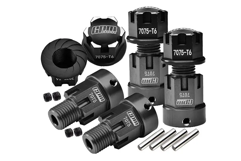 Aluminum 7075-T6 Hex Adapters (+20Mm) And Wheel Lock For Axial 1/6 Scx6 Jeep Jlu Wrangler Axi05000 Upgrades - Black 1