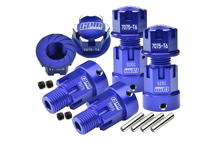 Aluminum 7075-T6 Hex Adapters (+20Mm) And Wheel Lock For Axial 1/6 Scx6 Jeep Jlu Wrangler Axi05000 Upgrades - Blue 1