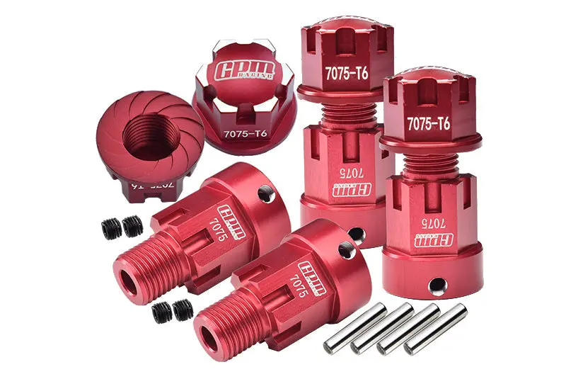 Aluminum 7075-T6 Hex Adapters (+20Mm) And Wheel Lock For Axial 1/6 Scx6 Jeep Jlu Wrangler Axi05000 Upgrades - Red 1