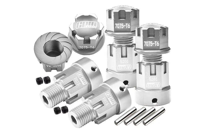 Aluminum 7075-T6 Hex Adapters (+20Mm) And Wheel Lock For Axial 1/6 Scx6 Jeep Jlu Wrangler Axi05000 Upgrades - Silver 1