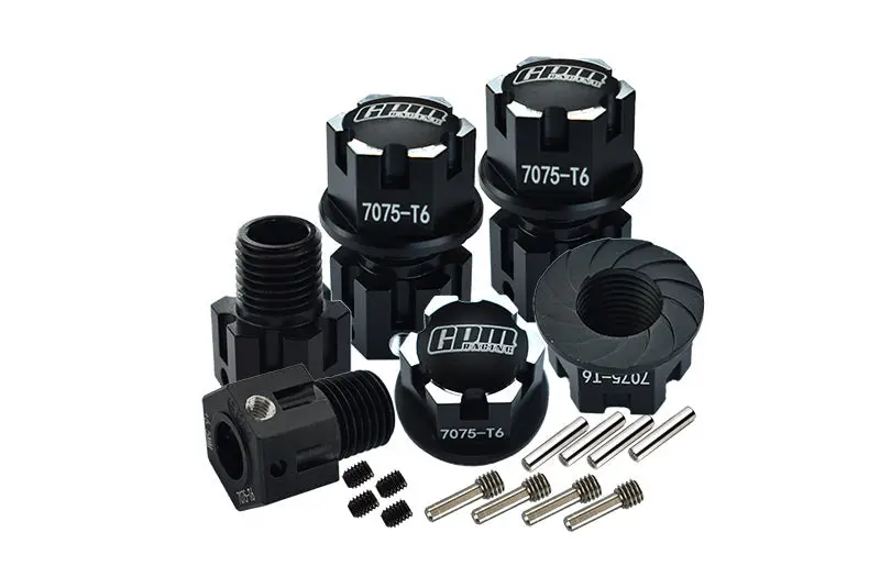 Aluminum 7075-T6 Hex Adapters (+6.5Mm) And Wheel Lock For Traxxas 1:8 4Wd Sledge 95076-4 /1:10 E-Revo 2.0 Vxl Brushless 86086-4 / 1:10 4Wd Maxx With Widemaxx 89086-4 - 20Pc Set Black 1
