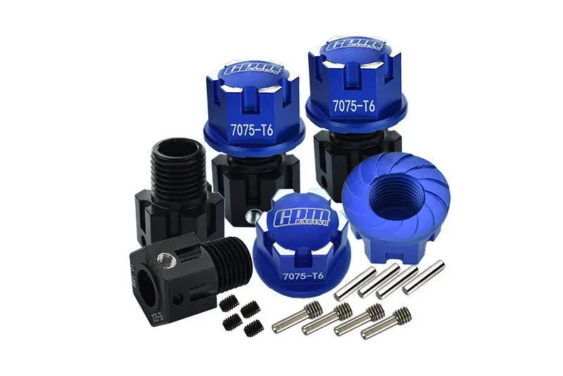 Aluminum 7075-T6 Hex Adapters (+6.5Mm) And Wheel Lock For Traxxas 1:8 4Wd Sledge 95076-4 /1:10 E-Revo 2.0 Vxl Brushless 86086-4 / 1:10 4Wd Maxx With Widemaxx 89086-4 - 20Pc Set Blue 1