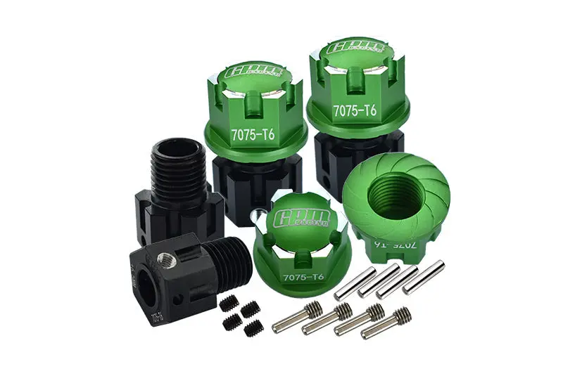 Aluminum 7075-T6 Hex Adapters (+6.5Mm) And Wheel Lock For Traxxas 1:8 4Wd Sledge 95076-4 /1:10 E-Revo 2.0 Vxl Brushless 86086-4 / 1:10 4Wd Maxx With Widemaxx 89086-4 - 20Pc Set Green 1
