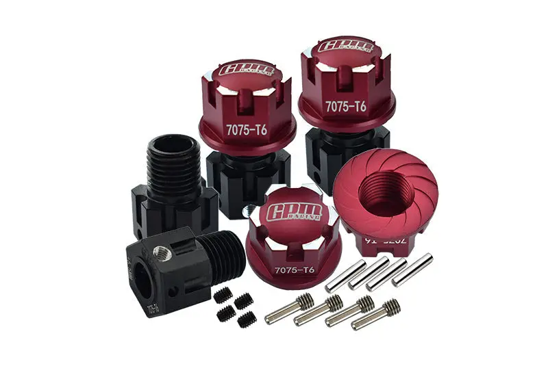 Aluminum 7075-T6 Hex Adapters (+6.5Mm) And Wheel Lock For Traxxas 1:8 4Wd Sledge 95076-4 /1:10 E-Revo 2.0 Vxl Brushless 86086-4 / 1:10 4Wd Maxx With Widemaxx 89086-4 - 20Pc Set Red 1