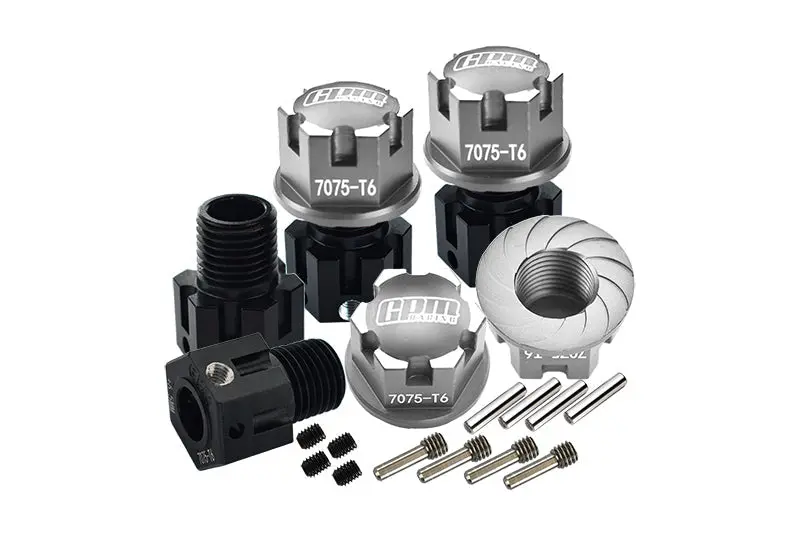 Aluminum 7075-T6 Hex Adapters (+6.5Mm) For Traxxas 1:8 4Wd Sledge 95076-4 /1:10 E-Revo 2.0 Vxl Brushless 86086-4 / 1:10 4Wd Maxx With Widemaxx 89086-4 - 16Pc Set Silver 1