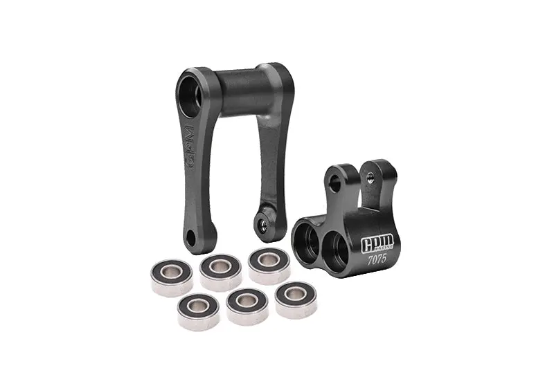 Aluminum 7075-T6 Knuckle & Pull Rod (Enlarged Inner Bearing) For Losi 1:4 Promoto-Mx Motorcycle Motorbike Rtr Los06000 Los06002 Upgrades - Black 1