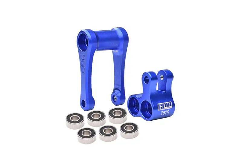 Aluminum 7075-T6 Knuckle & Pull Rod (Enlarged Inner Bearing) For Losi 1:4 Promoto-Mx Motorcycle Motorbike Rtr Los06000 Los06002 Upgrades - Blue 1