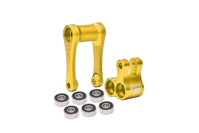 Aluminum 7075-T6 Knuckle & Pull Rod (Enlarged Inner Bearing) For Losi 1:4 Promoto-Mx Motorcycle Motorbike Rtr Los06000 Los06002 Upgrades - Gold 1