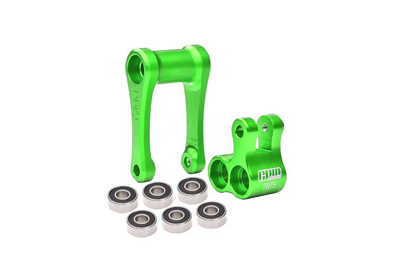 Aluminum 7075-T6 Knuckle & Pull Rod (Enlarged Inner Bearing) For Losi 1:4 Promoto-Mx Motorcycle Motorbike Rtr Los06000 Los06002 Upgrades - Green 1