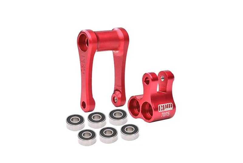 Aluminum 7075-T6 Knuckle & Pull Rod (Enlarged Inner Bearing) For Losi 1:4 Promoto-Mx Motorcycle Motorbike Rtr Los06000 Los06002 Upgrades - Red 1