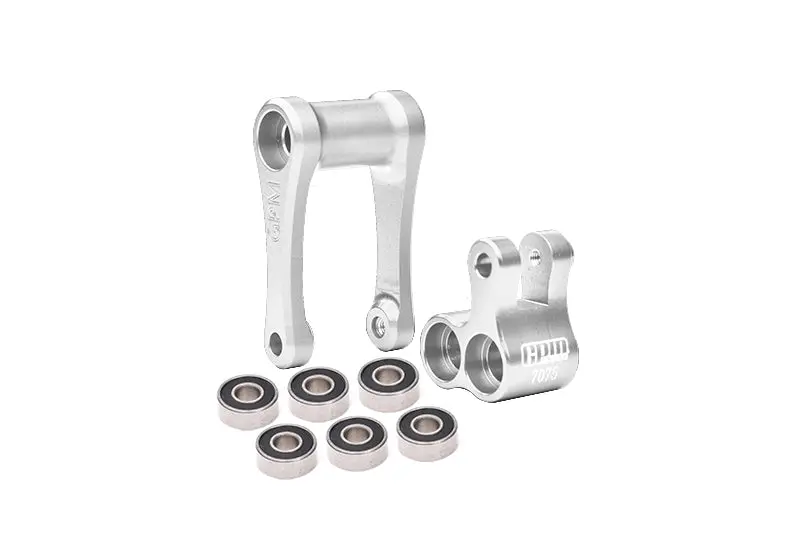 Aluminum 7075-T6 Knuckle & Pull Rod (Enlarged Inner Bearing) For Losi 1:4 Promoto-Mx Motorcycle Motorbike Rtr Los06000 Los06002 Upgrades - Silver 1