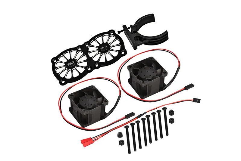 Aluminum 7075-T6 Motor Heatsink With Dual Cooling Fan And Adjustable Mount For 1:5 Arrma Kraton 8S Blx / Outcast 8S Blx / Traxxas X Maxx 6S / X Maxx 8S / 1:7 Xo-01 - Black 1