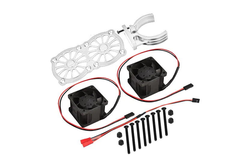 Aluminum 7075-T6 Motor Heatsink With Dual Cooling Fan And Adjustable Mount For 1:5 Arrma Kraton 8S Blx/Outcast 8S Blx/Traxxas X Maxx 6S / X Maxx 8S / 1:7 Xo-01 - Silver 1