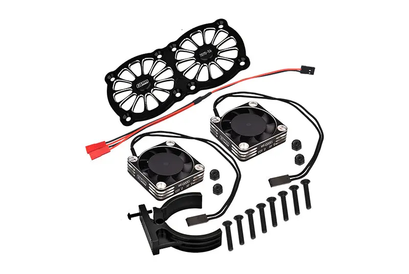 Aluminum 7075-T6 Motor Heatsink With Dual Metal Frame Waterproof Cooling Fan And Adjustable Mount For 1:5 Arrma Kraton 8S Blx/Outcast 8S Blx/Traxxas X-Maxx 6S / X-Maxx 8S / 1:7 Xo-01 - Black 1