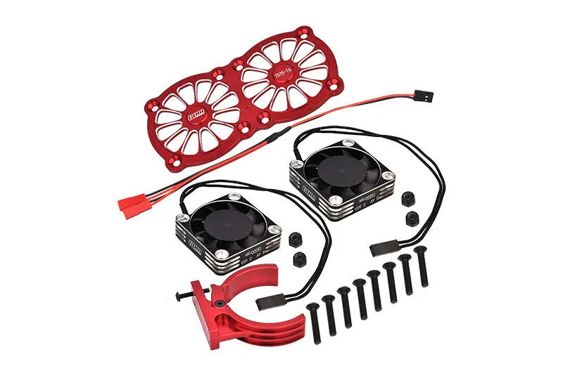 Aluminum 7075-T6 Motor Heatsink With Dual Metal Frame Waterproof Cooling Fan And Adjustable Mount For 1:5 Arrma Kraton 8S Blx/Outcast 8S Blx/Traxxas X-Maxx 6S / X-Maxx 8S / 1:7 Xo-01 - Red 1