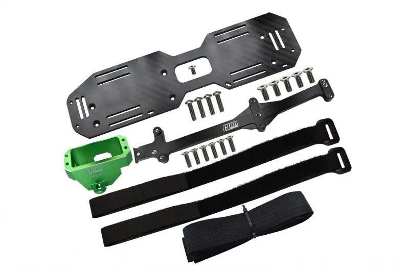 Aluminum 7075-T6 Servo Mount And Carbon Fiber Battery Compartment For Traxxas 1/8 4Wd Sledge Monster Truck 95076-4 - 22Pc Set Green 1