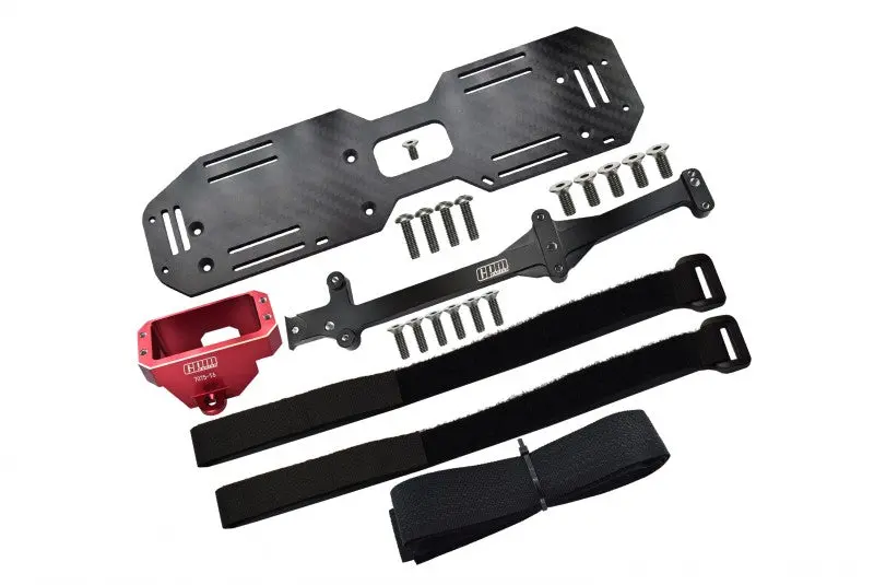 Aluminum 7075-T6 Servo Mount And Carbon Fiber Battery Compartment For Traxxas 1/8 4Wd Sledge Monster Truck 95076-4 - 22Pc Set Red 1