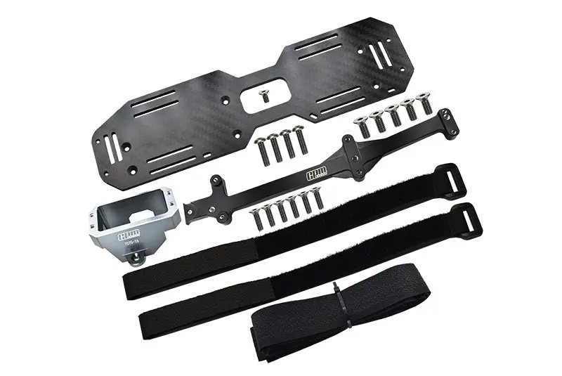 Aluminum 7075-T6 Servo Mount And Carbon Fiber Battery Compartment For Traxxas 1/8 4Wd Sledge Monster Truck 95076-4 Upgrades - Silver 1