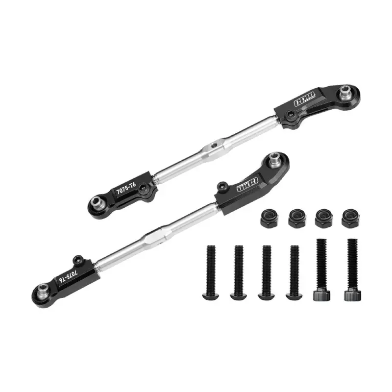 Aluminum 7075-T6 + Stainless Steel Adjustable Front Steering Tie Rod For Arrma 1:8 Kraton 6S Exb V2 V6 / Notorious V5 V6 / Outcast / Talion / 1:7 Big Rock 6S Upgrades - Black 1