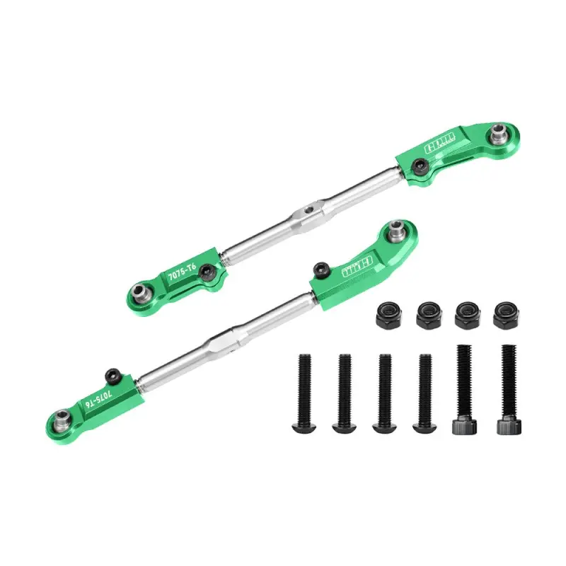 Aluminum 7075-T6 + Stainless Steel Adjustable Front Steering Tie Rod For Arrma 1:8 Kraton 6S Exb V2 V6 / Notorious V5 V6 / Outcast / Talion / 1:7 Big Rock 6S Upgrades - Green 1
