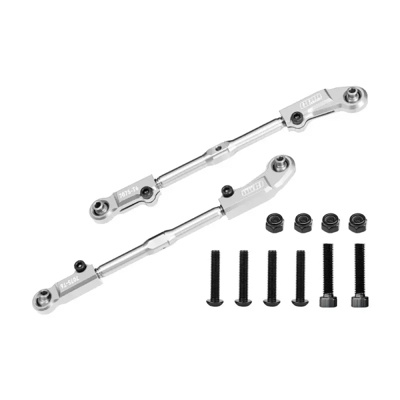 Aluminum 7075-T6 + Stainless Steel Adjustable Front Steering Tie Rod For Arrma 1:8 Kraton 6S Exb V2 V6 / Notorious V5 V6 / Outcast / Talion / 1:7 Big Rock 6S Upgrades - Silver 1