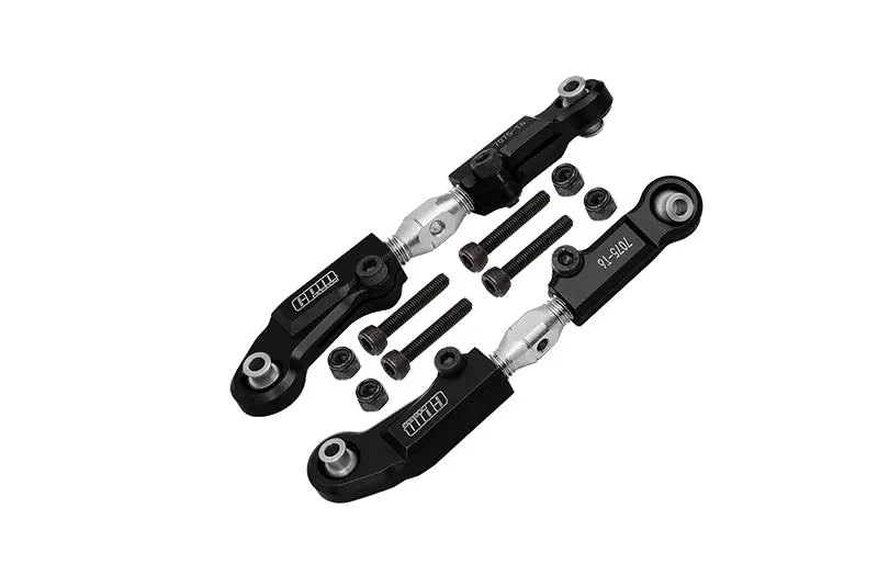 Aluminum 7075-T6 + Stainless Steel Adjustable Front Steering Tie Rod Turnbuckles For Arrma 1:7 Limitless-Ara109011 / Limitless V2-Ara7116v2 /  Infraction 6S-Ara109001 / Infraction V2-Ara7615v2 / 1:8 Typhon 6S-Ara106046 - Black 1