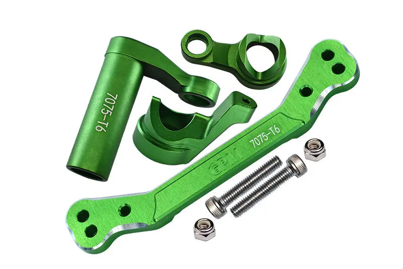 Aluminum 7075-T6 Steering Assembly + Steering Plate For Traxxas 1/8 4Wd Sledge Monster Truck 95076-4 - 8Pc Set Green 1