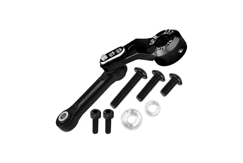 Aluminum 7075-T6 Tie Rod + 25T Servo Horn (Silver Inlay Version) For Traxxas 1/8 4Wd Sledge Monster Truck 95076-4 - 9Pc Set Black 1