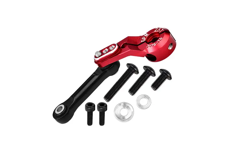 Aluminum 7075-T6 Tie Rod + 25T Servo Horn (Silver Inlay Version) For Traxxas 1/8 4Wd Sledge Monster Truck 95076-4 - 9Pc Set Red 1