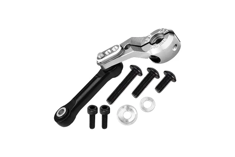 Aluminum 7075-T6 Tie Rod + 25T Servo Horn (Silver Inlay Version) For Traxxas 1/8 4Wd Sledge Monster Truck 95076-4 - 9Pc Set Silver 1