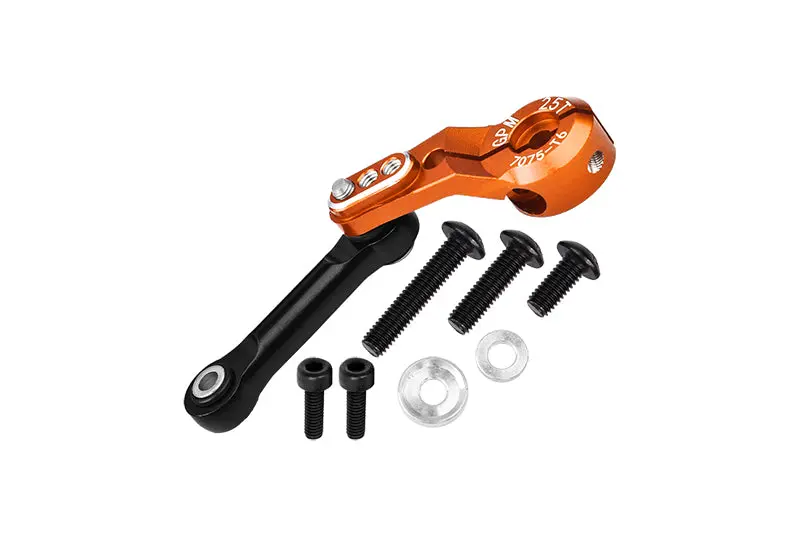 Aluminum 7075-T6 Tie Rod + 25T Servo Horn (Silver Inlay Version) For Traxxas 1/8 4Wd Sledge Monster Truck 95076-4 - Orange 1