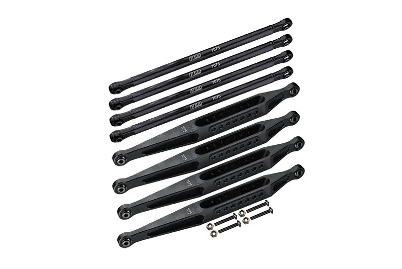Aluminum 7075-T6 Upper & Lower Link Bar Set For Losi 1:8 Lmt 4Wd Solid Axle Monster Truck Los04022 / Son-Uva Digger Los04021 Upgrades - Black 1