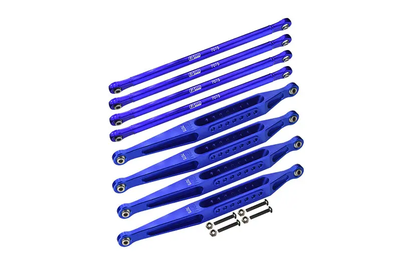 Aluminum 7075-T6 Upper & Lower Link Bar Set For Losi 1:8 Lmt 4Wd Solid Axle Monster Truck Los04022 / Son-Uva Digger Los04021 Upgrades - Blue 1