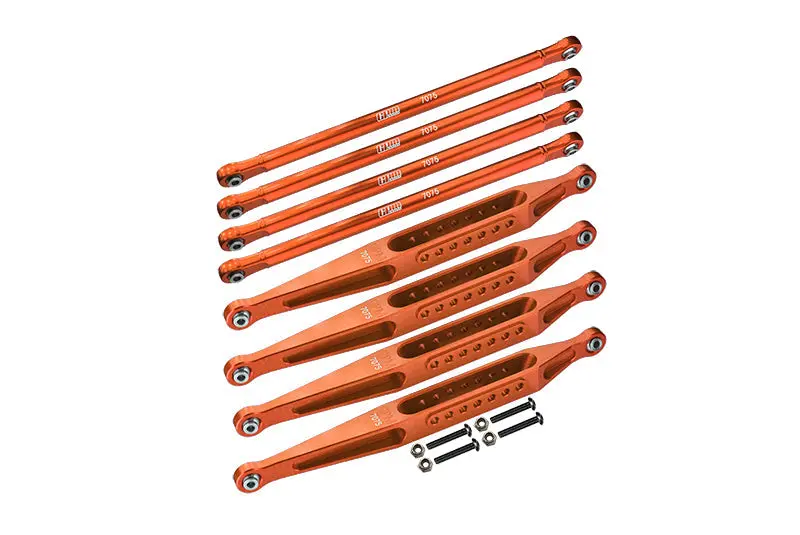 Aluminum 7075-T6 Upper & Lower Link Bar Set For Losi 1:8 Lmt 4Wd Solid Axle Monster Truck Los04022 / Son-Uva Digger Los04021 Upgrades - Orange 1