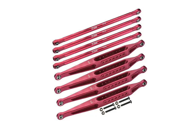 Aluminum 7075-T6 Upper & Lower Link Bar Set For Losi 1:8 Lmt 4Wd Solid Axle Monster Truck Los04022 / Son-Uva Digger Los04021 Upgrades - Red 1
