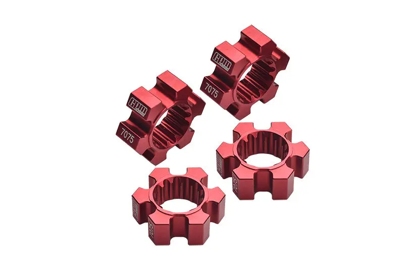 Aluminum 7075-T6 Wheel Hex Hubs 4Pc Set For 1:5 Traxxas X Maxx 6S / X Maxx 8S / Xrt 8S Monster Truck Upgrades - Red 1