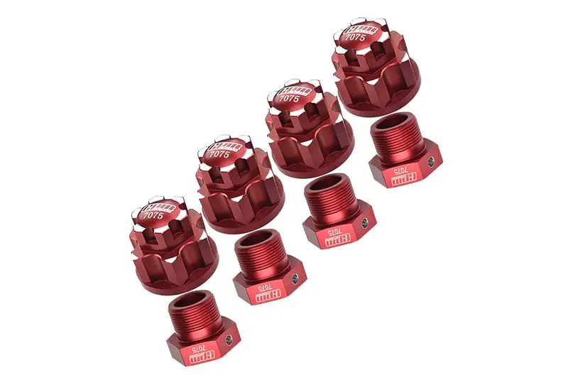 Aluminum 7075-T6 Wheel Lock + Wheel Hex For Arrma 1:5 4Wd Kraton 8S Blx / Outcast 8S Blx / Kraton Exb / Outcast Exb Upgrades - Red 1