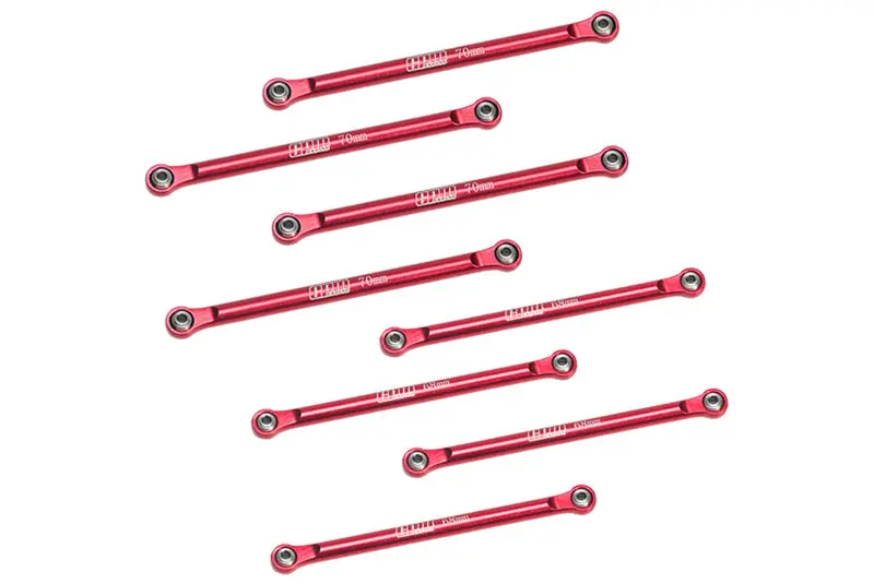 Aluminum 7075 Upper & Lower Link Bar Set For Losi 1/18 Mini Lmt 4X4 Brushed Monster Truck Rtr-Los01026 Upgrade Parts - Red 1