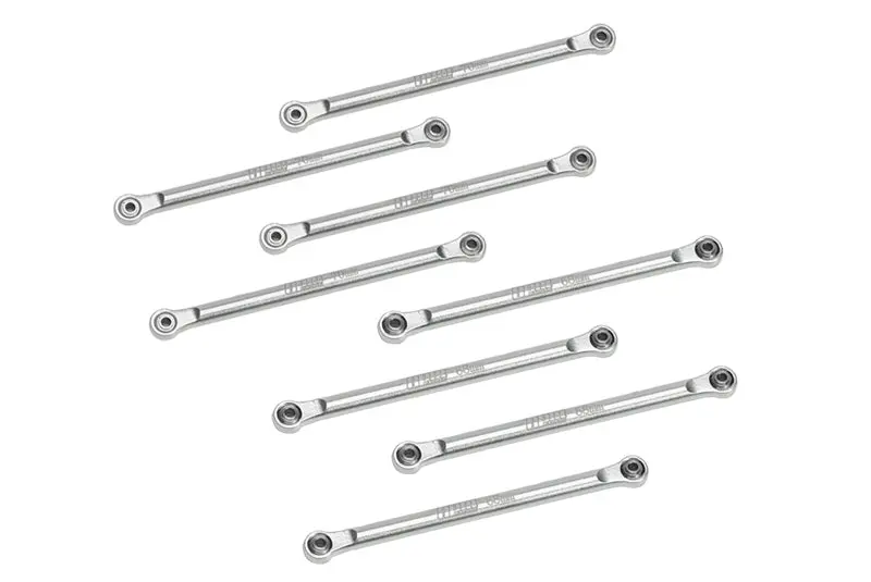 Aluminum 7075 Upper & Lower Link Bar Set For Losi 1/18 Mini Lmt 4X4 Brushed Monster Truck Rtr-Los01026 Upgrade Parts - Silver 1