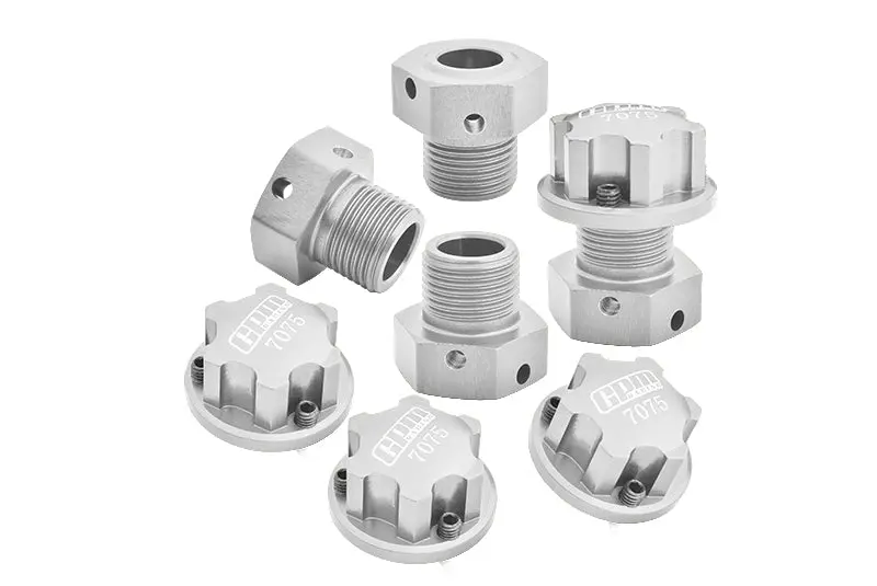 Aluminum 7075 Wheel Hex And Wheel Lock For Arrma 1:8 Kraton / Notorious / Outcast / Kraton Exb / Typhon / Kraton V5 / Notorious / 1:7 Infraction / Fireteam / Limitless V2 / Felony / Mojave - Silver 1