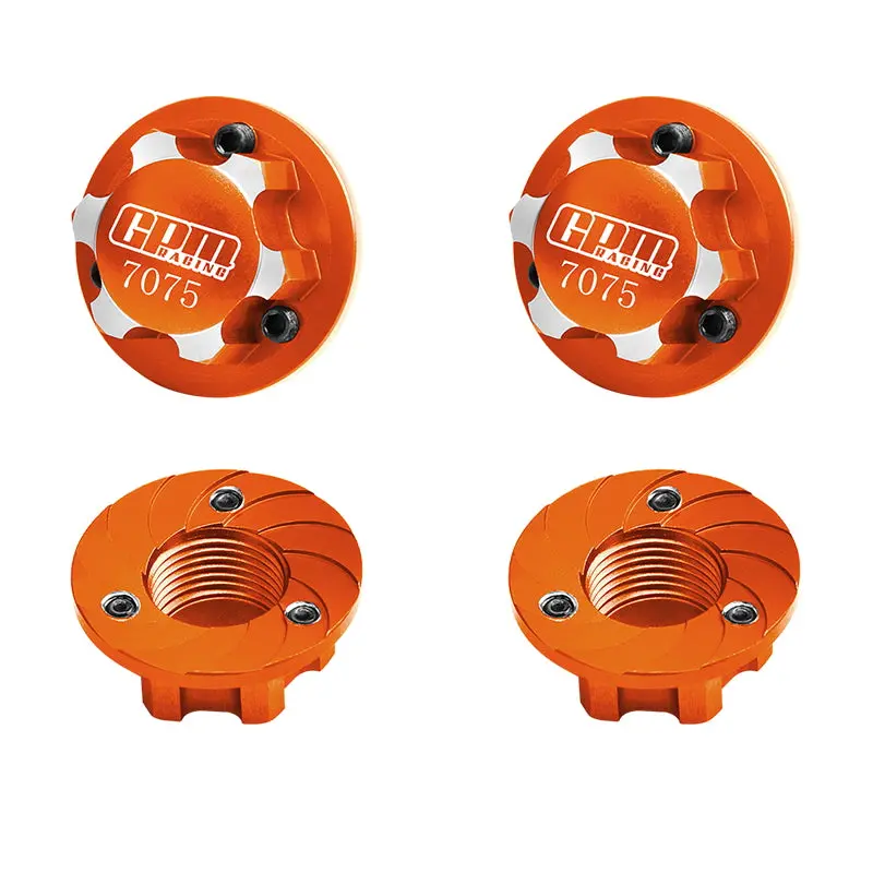 Aluminum 7075 Wheel Lock 17Mm For Arrma 1:8 Kraton / Notorious / Outcast / Talion / Kraton Exb / Typhon / Kraton V5 / Notorious V5 / 1:7 Infraction / Fireteam / Limitless V2 / Felony / Mojave - Orange 1