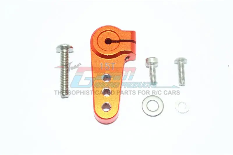 Aluminum Adjustable 15T Servo Horn For Losi 1:6 4Wd Super Baja Rey Los05013 / Super Baja Rey 2.0 Los05021 Upgrades - Orange 1