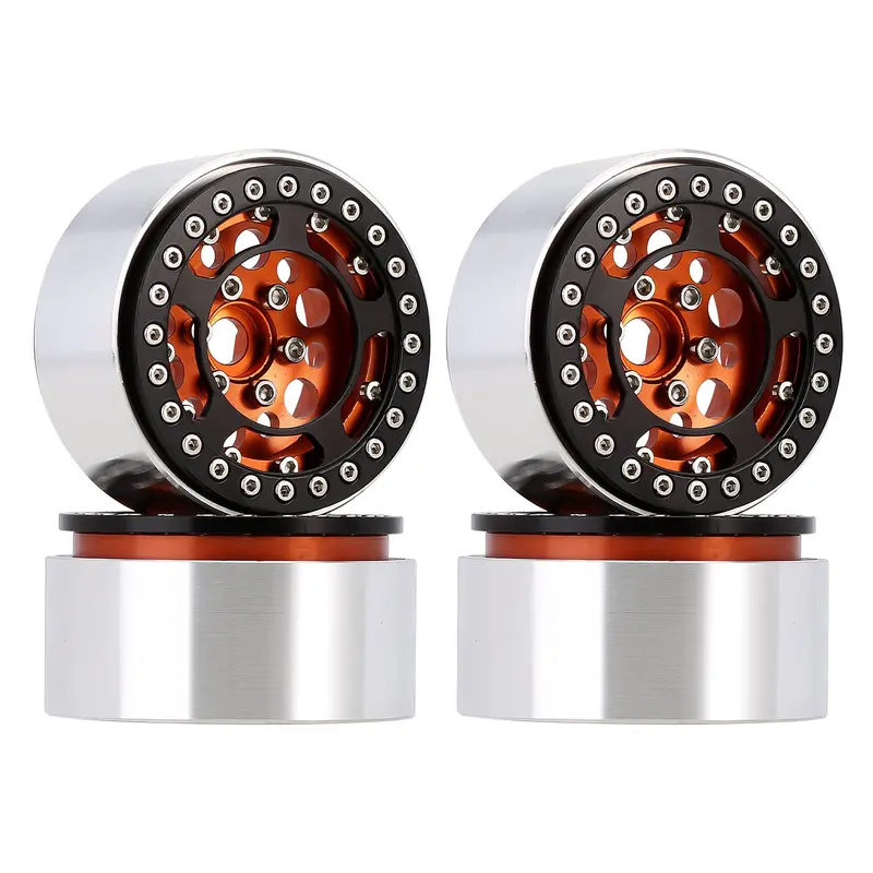 Aluminum Alloy 1.9" Beadlock Wheel Rim Hub For 1/10 Rc Crawler Car Axial Scx10 90046 Traxxas Trx4 Redcat Gen8 - 4Pc Set Gold 1