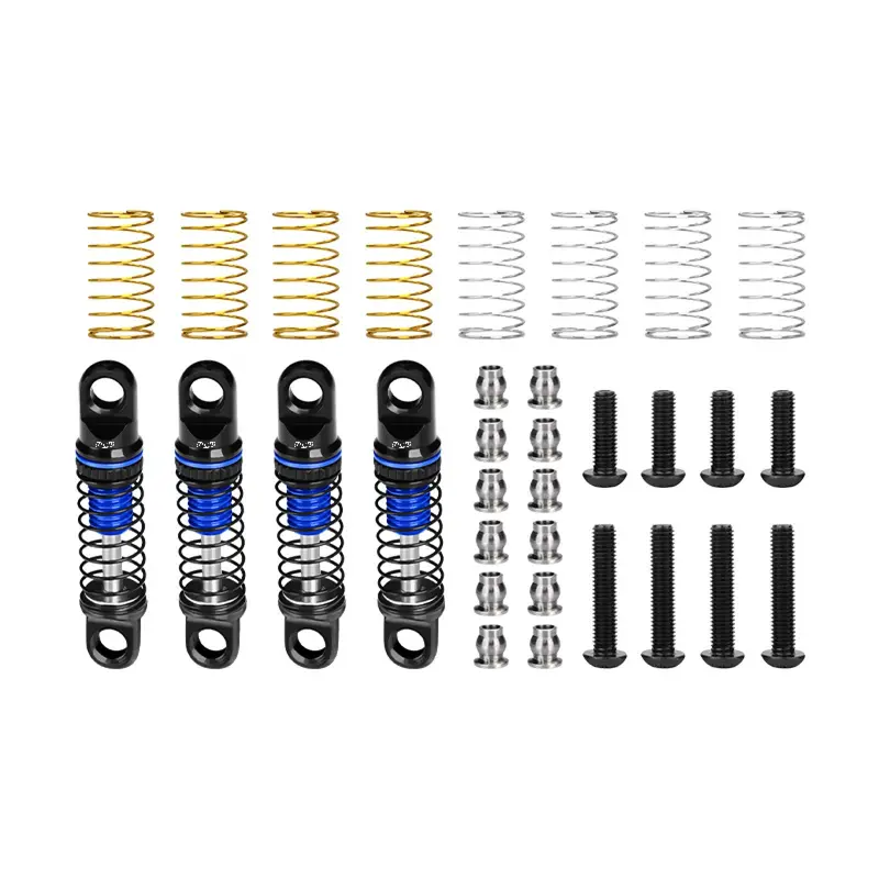 Aluminum Alloy Adjustable Shock Set 22Mm For Axial 1/30 Scx30 Ford Bronco Axi-2048 / Jeep Wrangler Axi-2261 Rock Crawler Upgrades - Blue 1