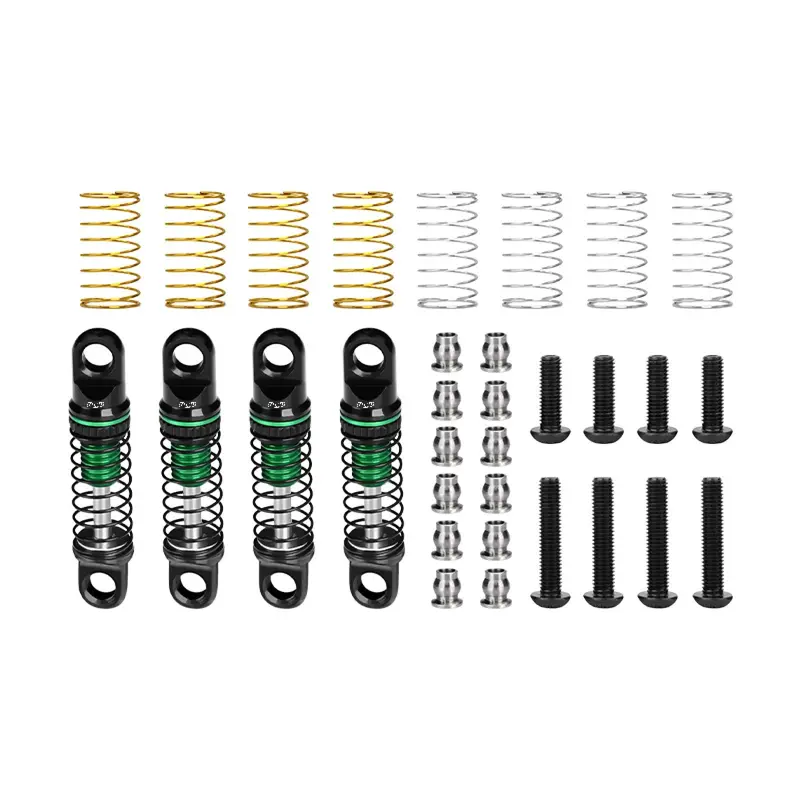 Aluminum Alloy Adjustable Shock Set 22Mm For Axial 1/30 Scx30 Ford Bronco Axi-2048 / Jeep Wrangler Axi-2261 Rock Crawler Upgrades - Green 1