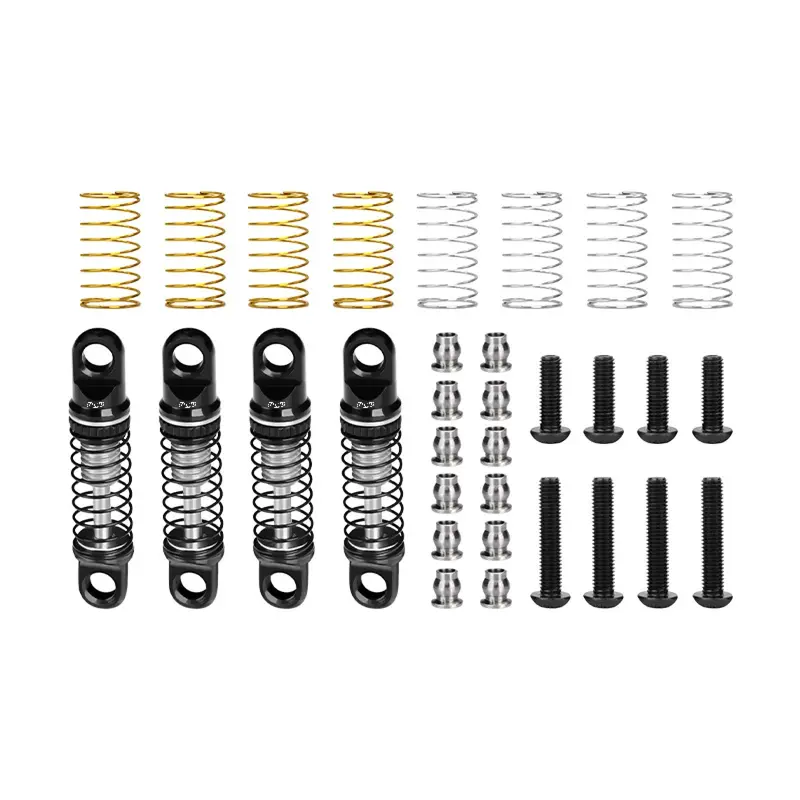 Aluminum Alloy Adjustable Shock Set 22Mm For Axial 1/30 Scx30 Ford Bronco Axi-2048 / Jeep Wrangler Axi-2261 Rock Crawler Upgrades - Silver 1
