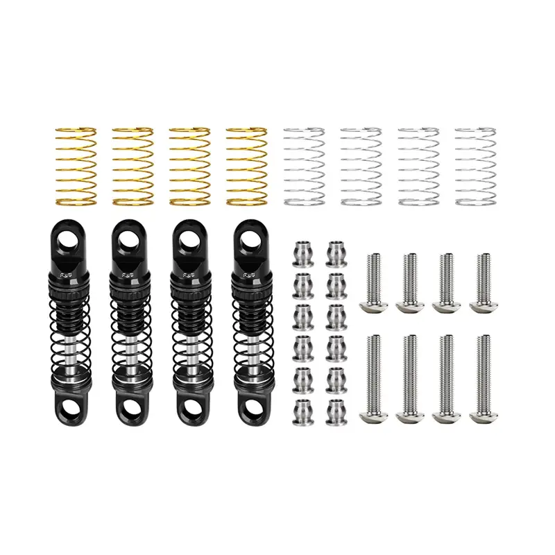 Aluminum Alloy Adjustable Shock Set 26Mm For Axial 1/30 Scx30 Ford Bronco Axi-2048 / Jeep Wrangler Axi-2261 Rock Crawler Upgrades - Black 1