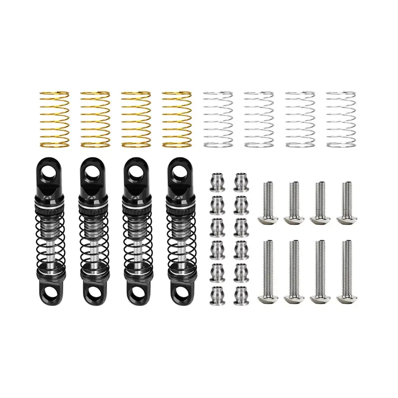 Aluminum Alloy Adjustable Shock Set 26Mm For Axial 1/30 Scx30 Ford Bronco Axi-2048 / Jeep Wrangler Axi-2261 Rock Crawler Upgrades - Gray Silver 1
