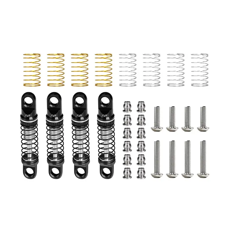 Aluminum Alloy Adjustable Shock Set 26Mm For Axial 1/30 Scx30 Ford Bronco Axi-2048 / Jeep Wrangler Axi-2261 Rock Crawler Upgrades - Silver 1